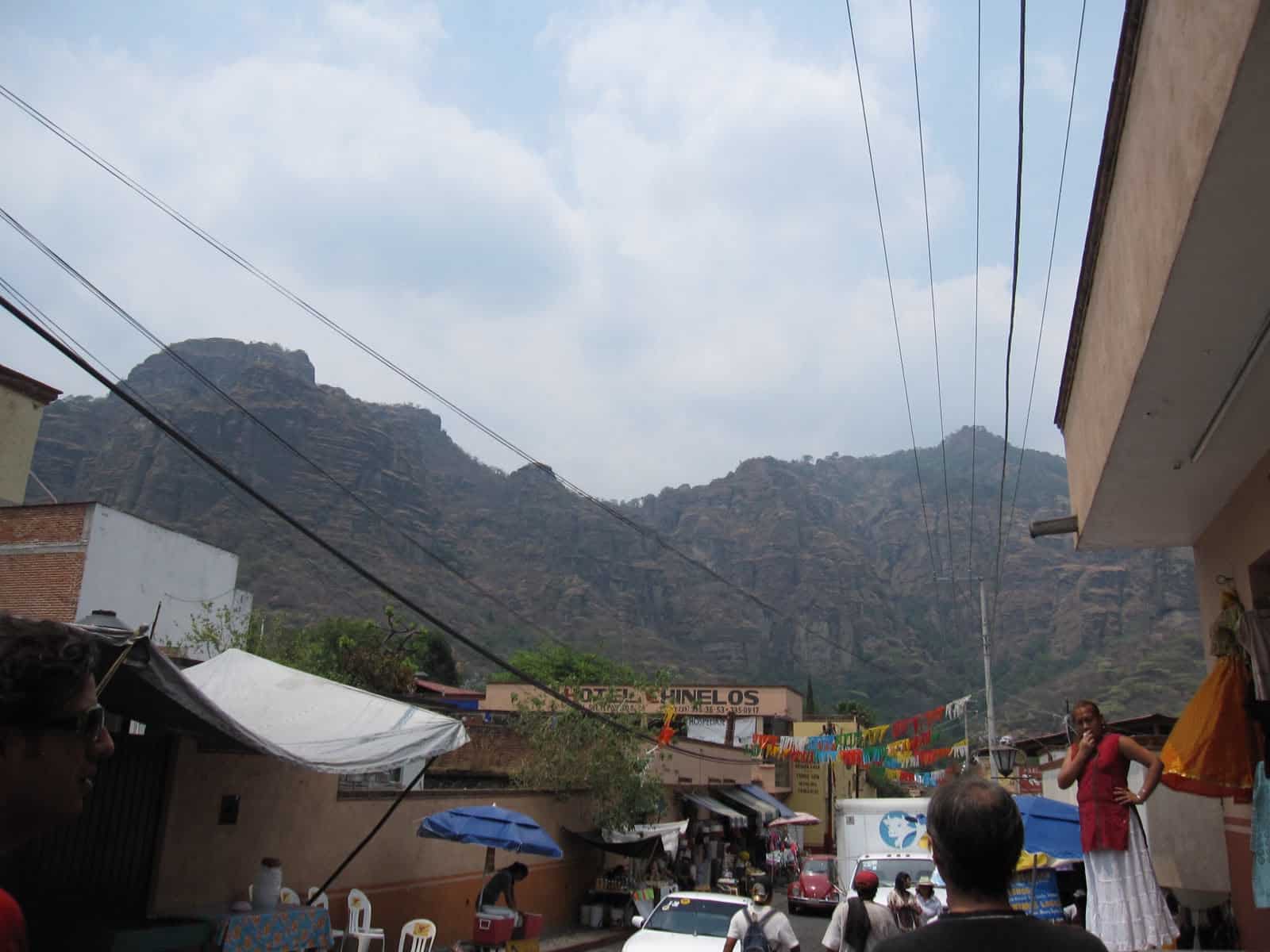 The Tepozteco mountain seen from the town of Tepoztlán, Mexico
