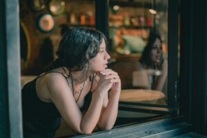 A composed woman experiencing high-functioning burnout